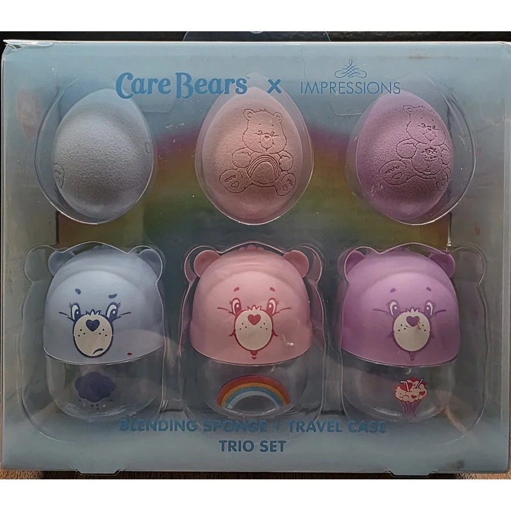 Care Bears Accessories Cosmetic Pouch LED Mirror Spong‎ & Travel Case New #0188